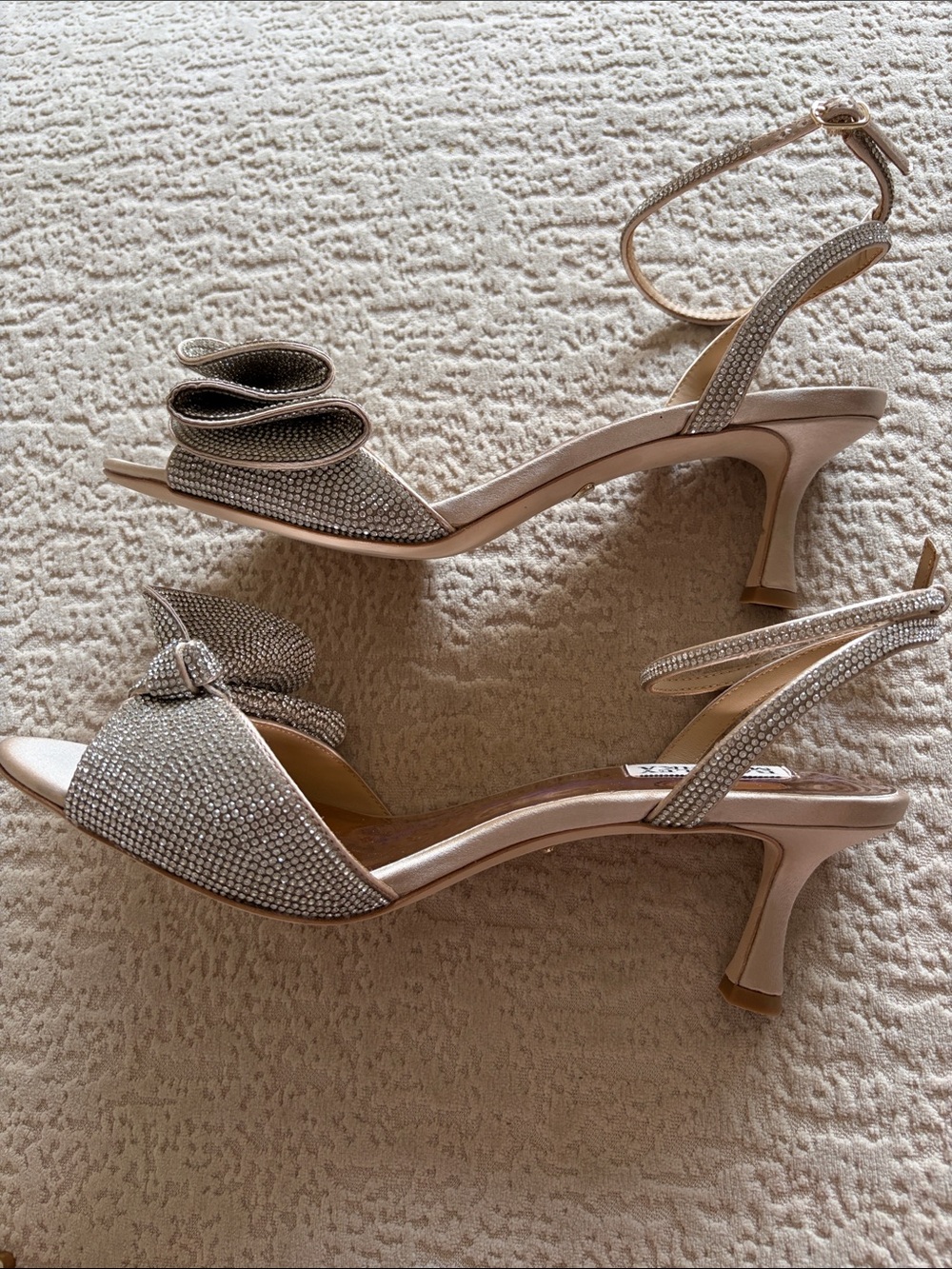 Badgley Mischka Rose Gold Crystal Bow Ankle-Strap Sandal - Picture 9 of 9
